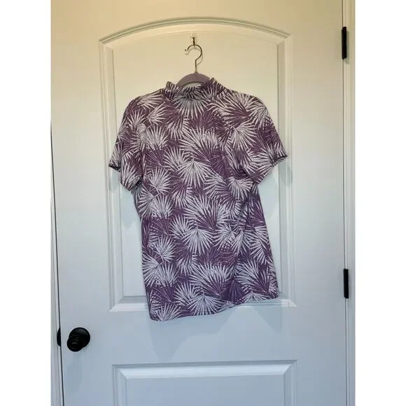 Piper by Smartpak Short Sleeve Sun Shirt Purple Palm Print Size Large - Picture 2 of 6
